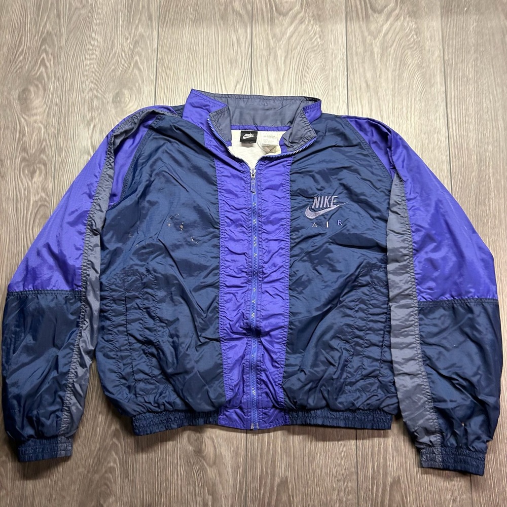 Vintage Nike Air Windbreaker Jacket Mens Large Blue Purple Colorblock 90s Zip